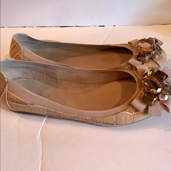 Kate Spade Faith Crocodile Print Jeweled Flats 8 - Picture 4 of 8